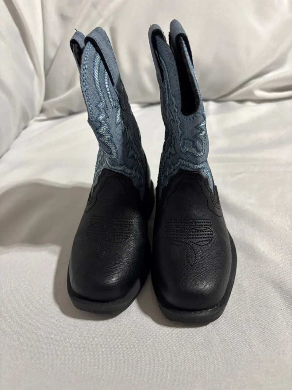 Dream Pairs Black and Light Blue Kids Western Boots